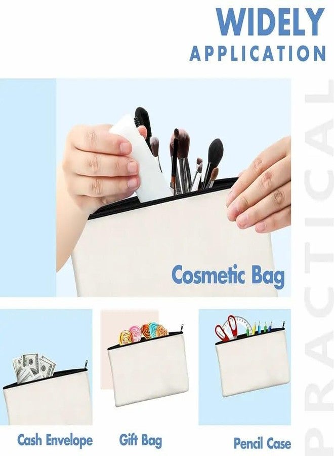 NIRVIK Canvas Makeup Bags | 15 pcs Blank Craft Cosmetic Pouches, Multi-Purpose Canvas Pencil Pouch Bags with Zipper, Ideal for DIY, Makeup, Travel & Storage - Image 4