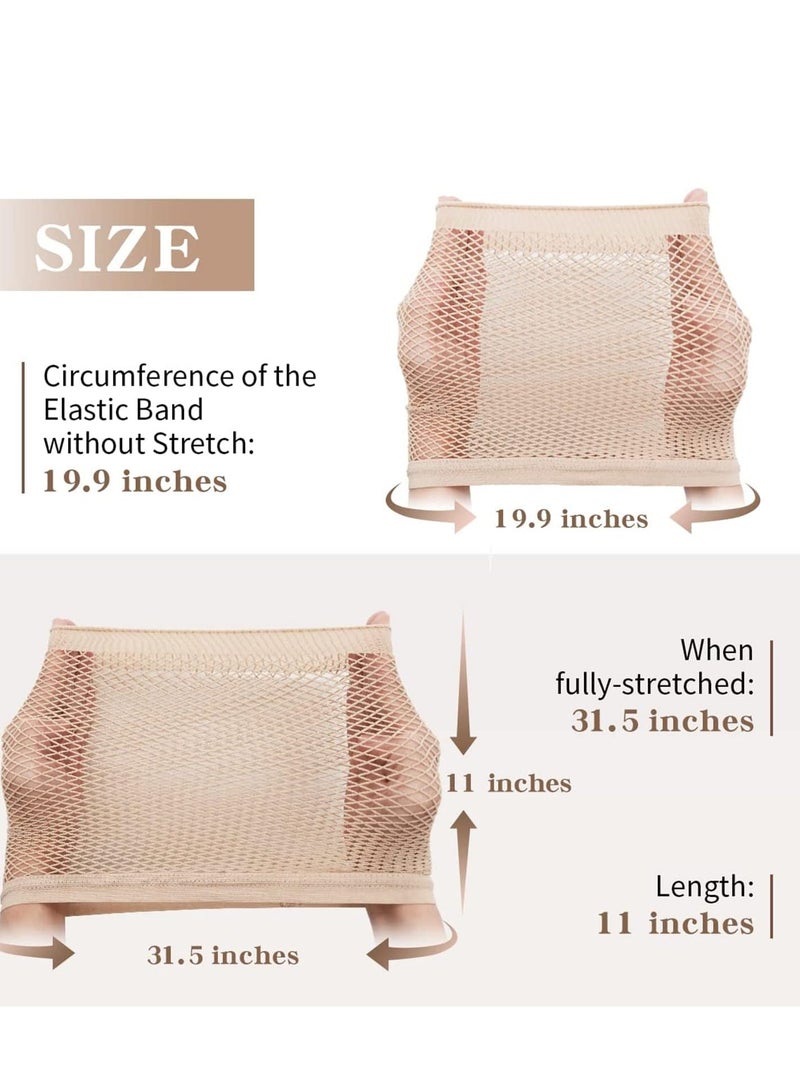 SYOSI Wig Caps Net for Long Hair Fishnet Women Natural Nude Nylon Mesh Strength Light Brown 3 Pieces  - Image 5
