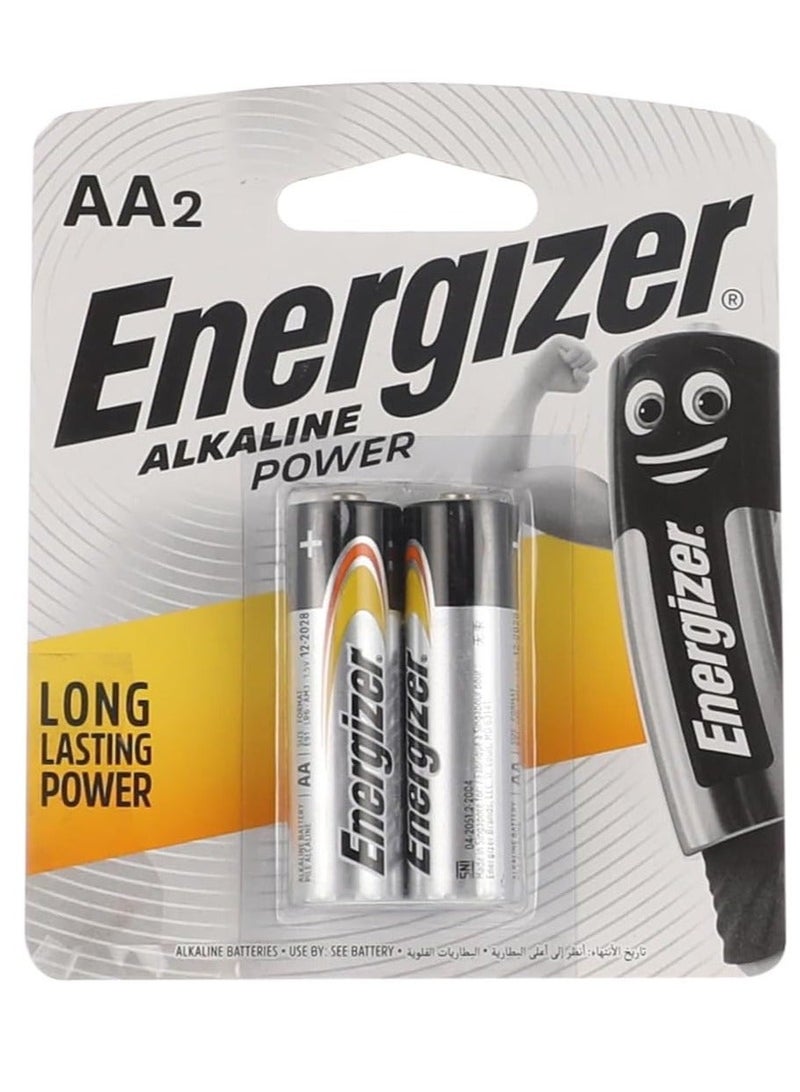 Energizer Battery AA2 Alkaline Power , Long Lasting Power 1.5 Volts & Alkaline Power Batteries AAA2 - 2 Batteries Long Lasting PowerBundle - Image 2