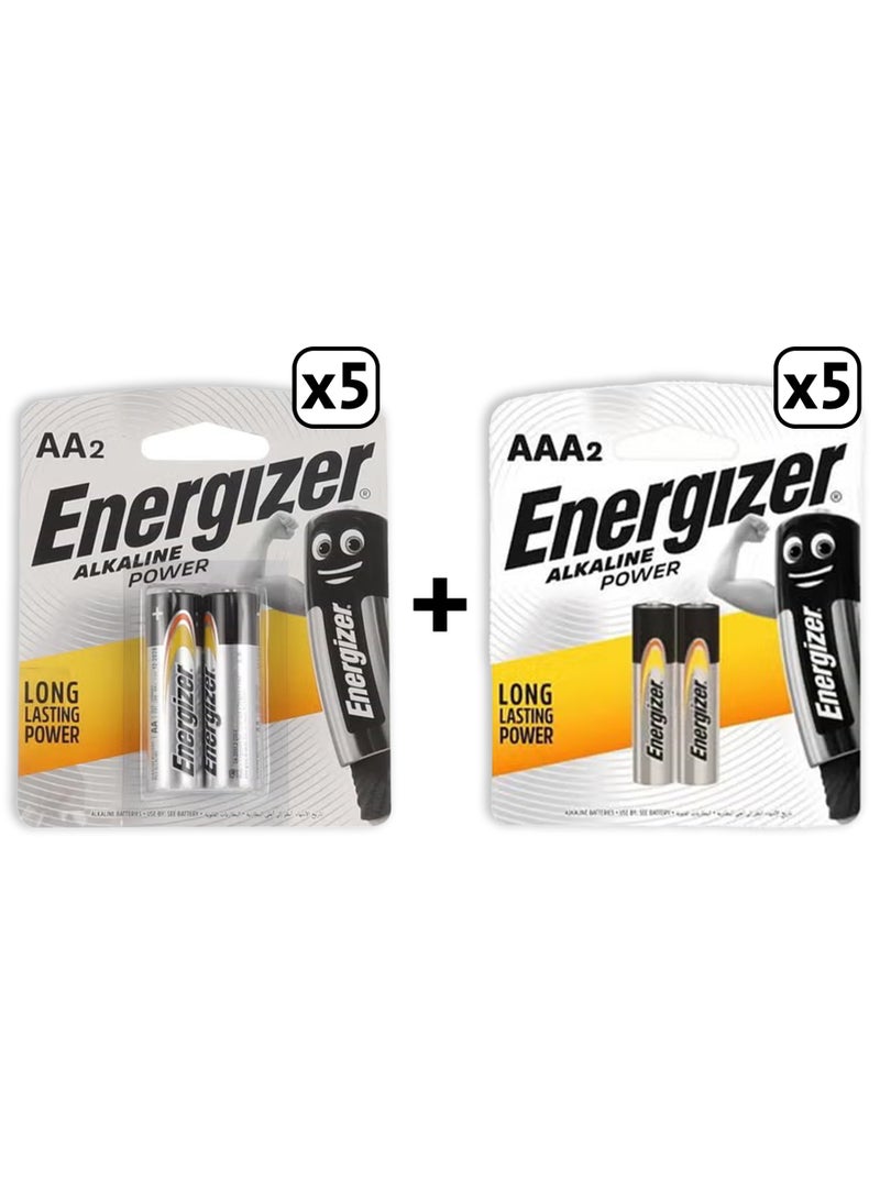 Energizer Battery AA2 Alkaline Power , Long Lasting Power 1.5 Volts & Alkaline Power Batteries AAA2 - 2 Batteries Long Lasting PowerBundle - Image 1