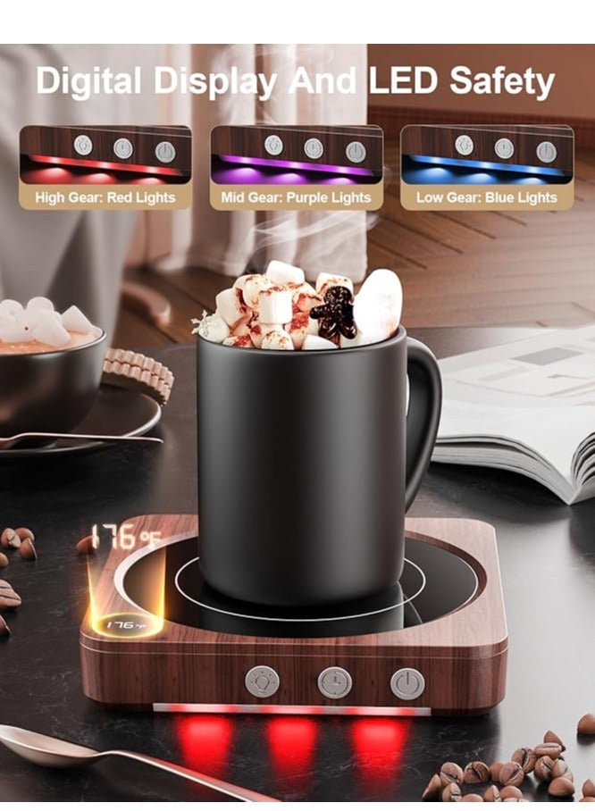 Mug Warmer - 36W Coffee Mug Warmer for Desk with Temperature Display, 2-12Hrs Auto Shut Off, Smart Candle Warmer - Ideal Coffee Gifts Accessories Keep Beverages Coffee Warmer (Wood)  - Image 2