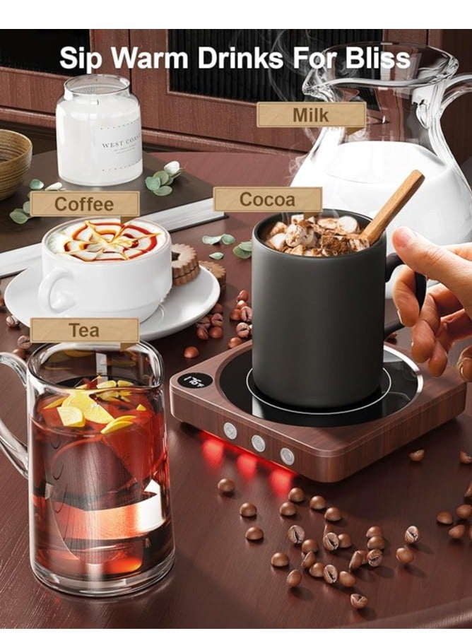 Mug Warmer - 36W Coffee Mug Warmer for Desk with Temperature Display, 2-12Hrs Auto Shut Off, Smart Candle Warmer - Ideal Coffee Gifts Accessories Keep Beverages Coffee Warmer (Wood)  - Image 4