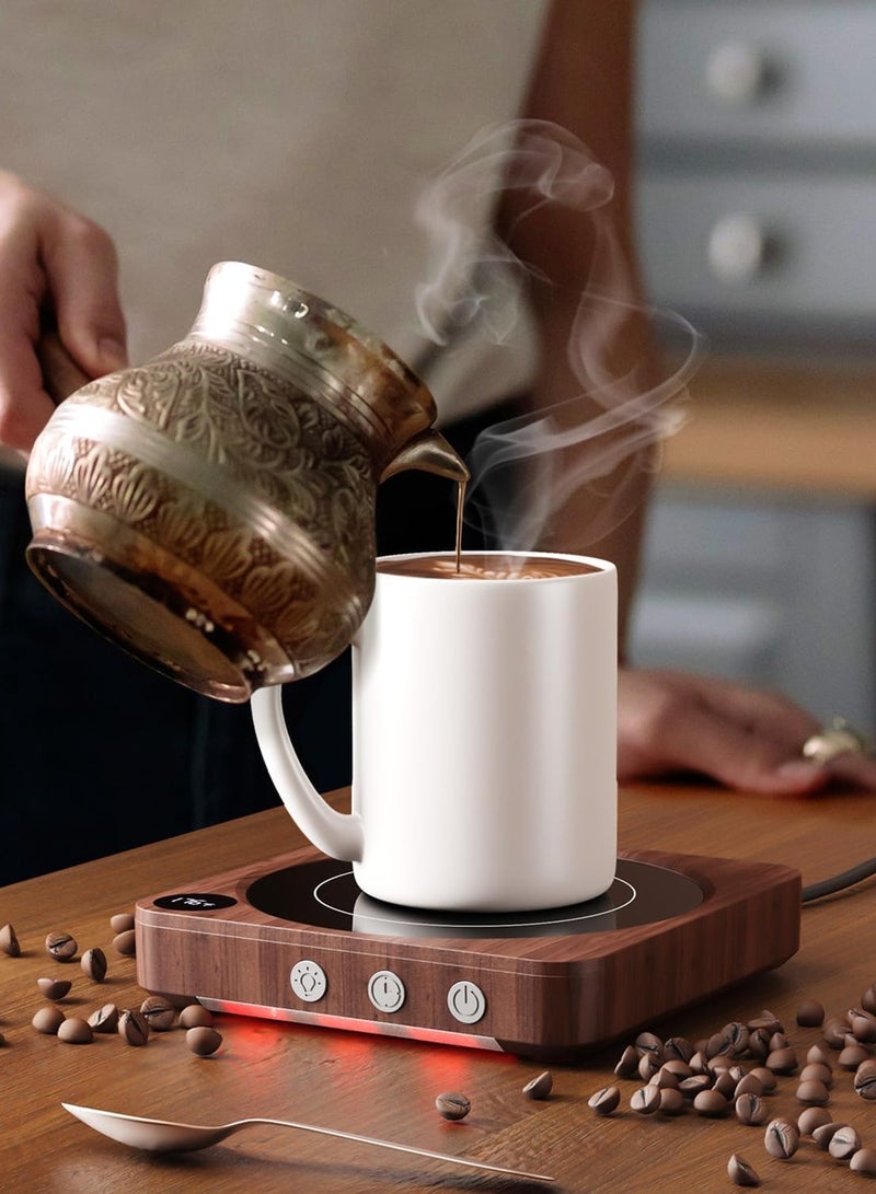 Mug Warmer - 36W Coffee Mug Warmer for Desk with Temperature Display, 2-12Hrs Auto Shut Off, Smart Candle Warmer - Ideal Coffee Gifts Accessories Keep Beverages Coffee Warmer (Wood)  - Image 5