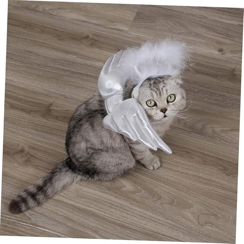 Halloween Angel Wings Pet Costume For Cats Easy Wear Cosplay Outfit Black - Image 3