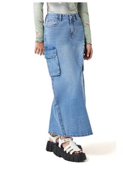 FOREVER 21 A-Line Cargo Denim Maxi Skirt  - Image 2
