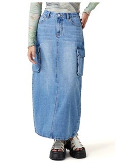 FOREVER 21 A-Line Cargo Denim Maxi Skirt  - Image 5