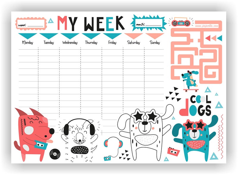 COI Writing Pad Activity Planner/Designer My Week Dog Lovers Notepad with Activity and to Do List for Home Office Work - Image 1