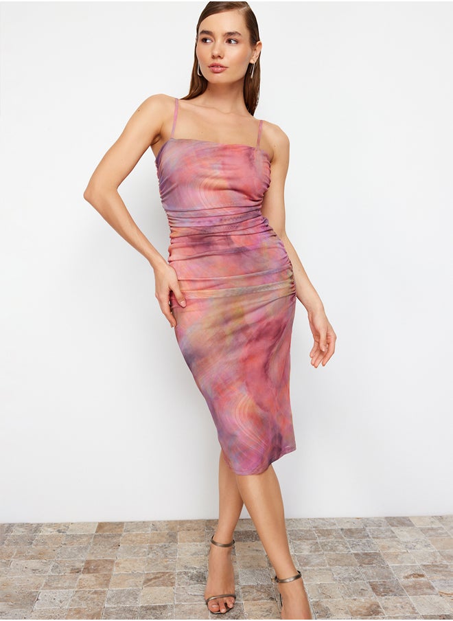 trendyol - Multicolored Abstract Patterned Knitted Elegant Evening Dress TPRSS24EL00150 - Image 1