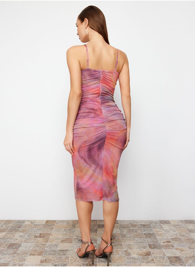 trendyol - Multicolored Abstract Patterned Knitted Elegant Evening Dress TPRSS24EL00150 - Image 1