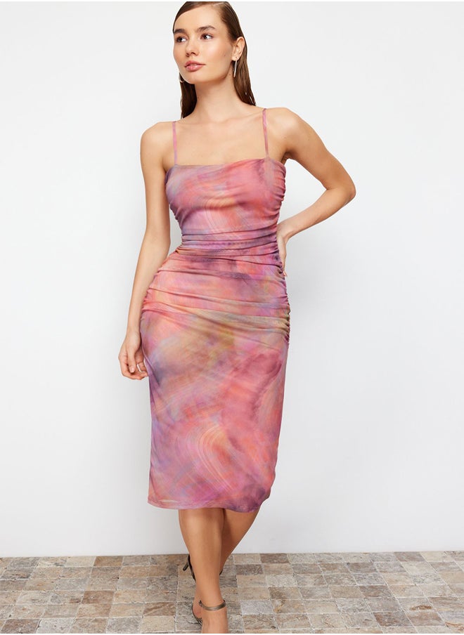 trendyol - Multicolored Abstract Patterned Knitted Elegant Evening Dress TPRSS24EL00150 - Image 1