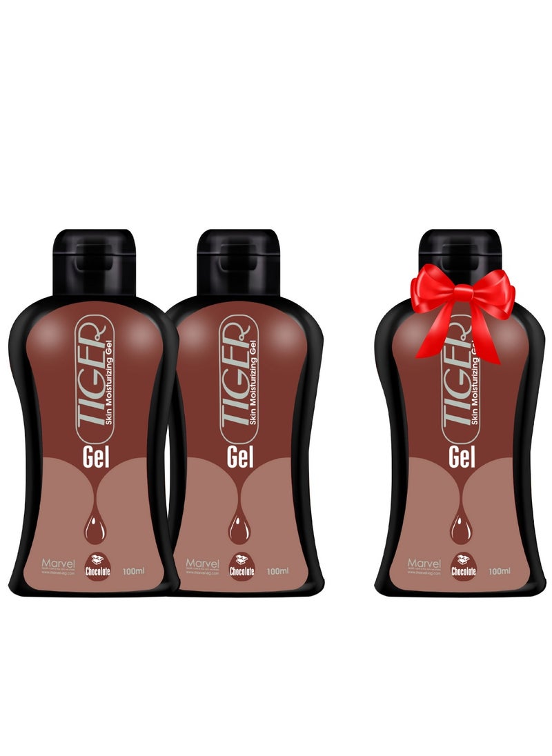 MARVEL - Tiger Gel, Skin Moisturizing Gel for Women, Chocolate Flavor, 100 ml - 2 packs + 1 pack for free - Image 1