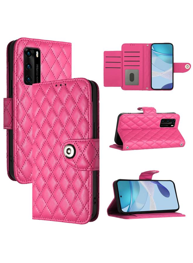 زبون جراب لهاتف Huawei P40 جراب هاتف جلدي قلاب بملمس معيني مع حبل تعليق - Image 1