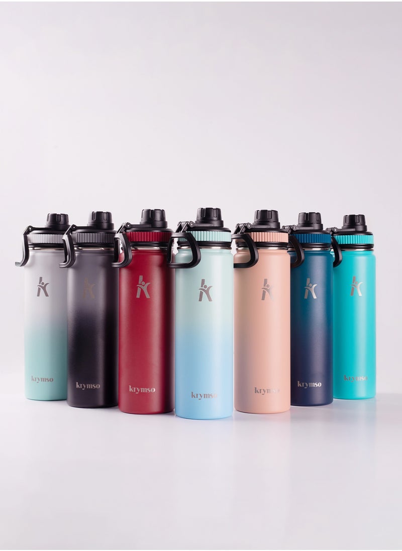 KRYMSO, 650ml Stainless Steel Water Bottle, Sports Bottle with Straw, Double Wall Insulated Water Bottle, Thermos Flask, Water Bottle for kids, Gym