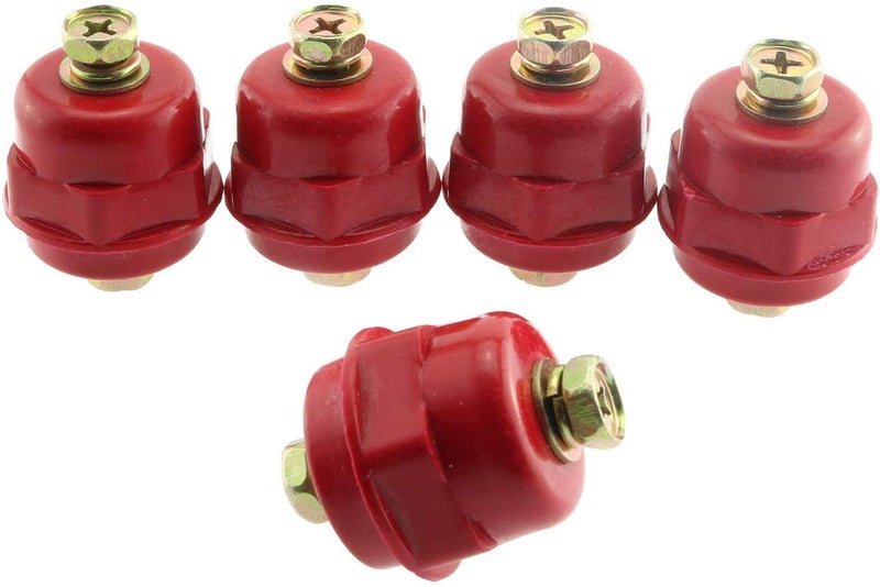 SQXBK Busbar Insulator 5PCS Red Resin SM-25 M6 Polyester Standoff Insulators with Screw - Image 1