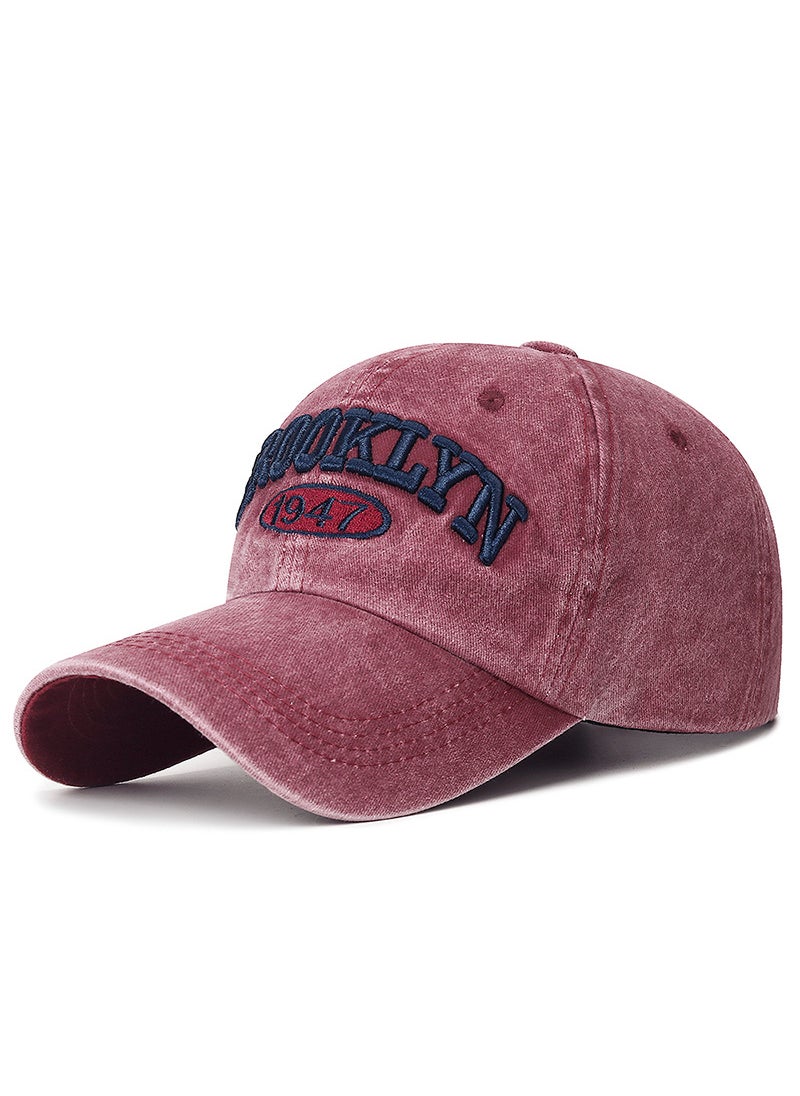Generic Vintage Soft Washed Cotton Cap Embroidery 1947 Wine red  - Image 1