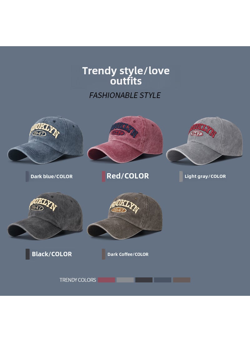 Generic Vintage Soft Washed Cotton Cap Embroidery 1947 Wine red  - Image 5