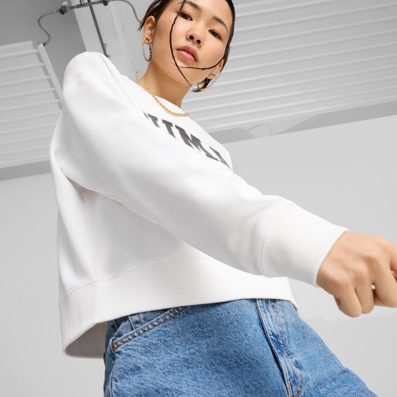 PUMA SQUAD Womens White Crewneck Sweatshirt - Image 2