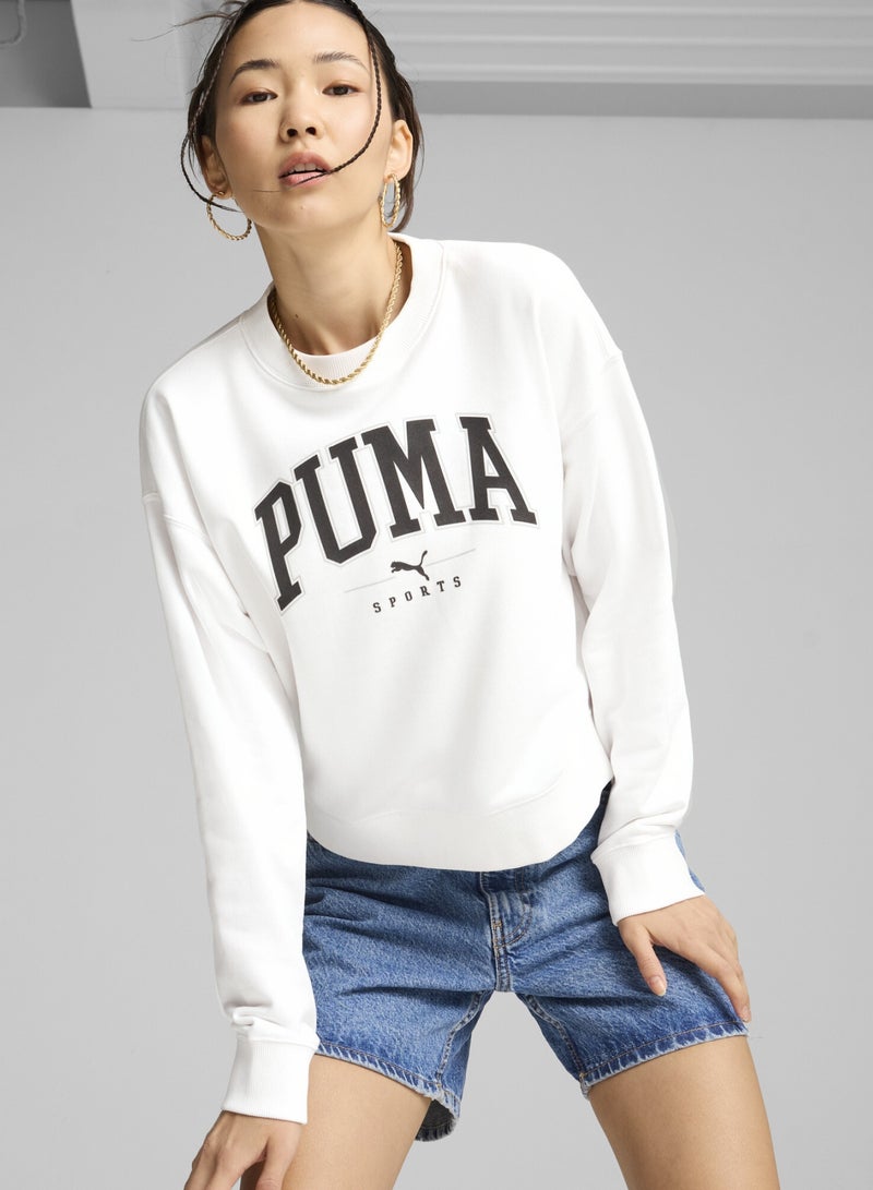 PUMA SQUAD Womens White Crewneck Sweatshirt - Image 1