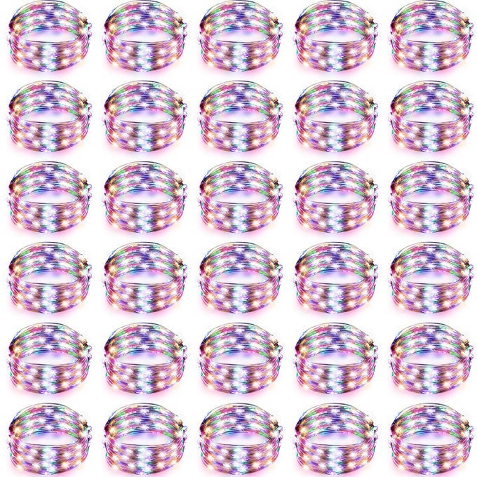 49 PACK LED FAIRY LIGHTS BATTERY OPERATED STRING 3 SPEED MODES 7 FT 20 LED STARRY WEDDING DECORATION WATERPROOF WIRE TWINKLE LIGHT FOR DIY JAR BEDROOM CHRISTMAS RAINBOW COLOR
