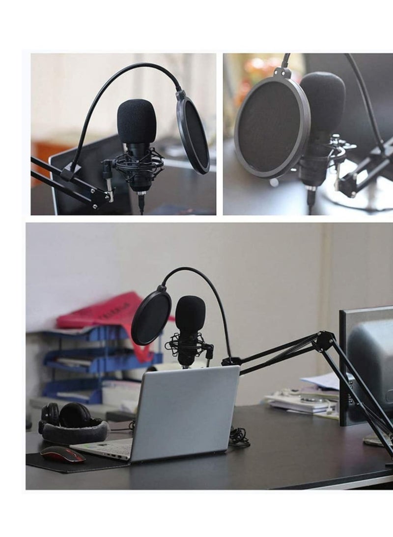 Microphone,Live Sound Card & BM800 Suspension Microphone Kit Broadcasting Recording Condenser Microphone Set Intelligent Volume Audio Mixer Sound Card for Computer PC Live Sound - Image 2