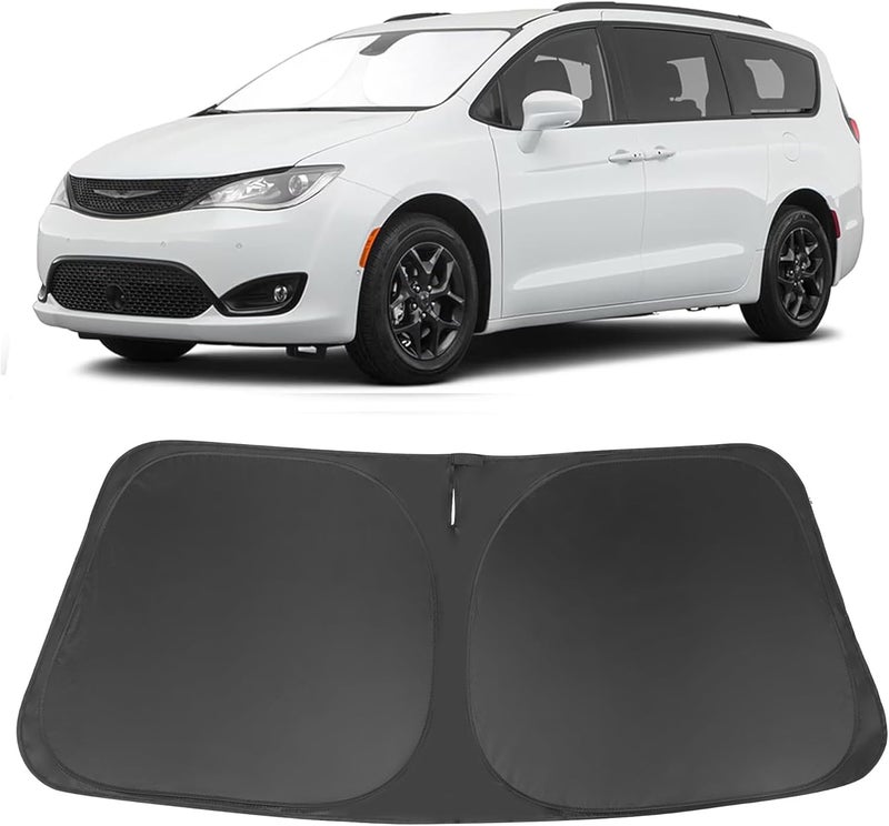 إل إتش إف لايف ظل شمسي للزجاج الأمامي مصمم خصيصًا لطرازات Chrysler Pacifica للأعوام 2017–2024؛ يتميز بكونه قابلًا للطي ويحمي السيارة من أشعة الشمس والحرارة، مما يساعد على الحفاظ على برودتها. - Image 1
