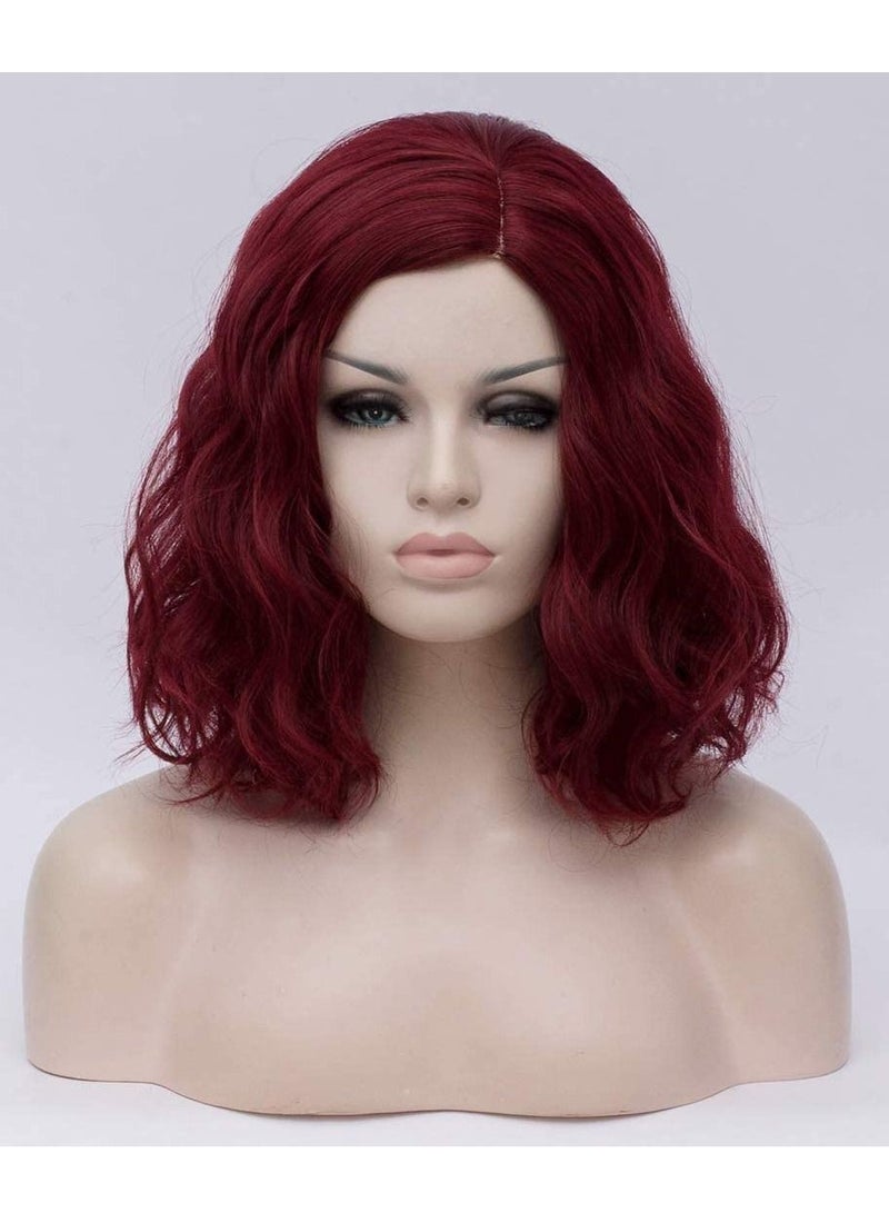 Estelle Short Bob Wavy Curly  Wig For Women Heat Resistant Bob Party Wig Include Wig Cap Wine Red - Image 1