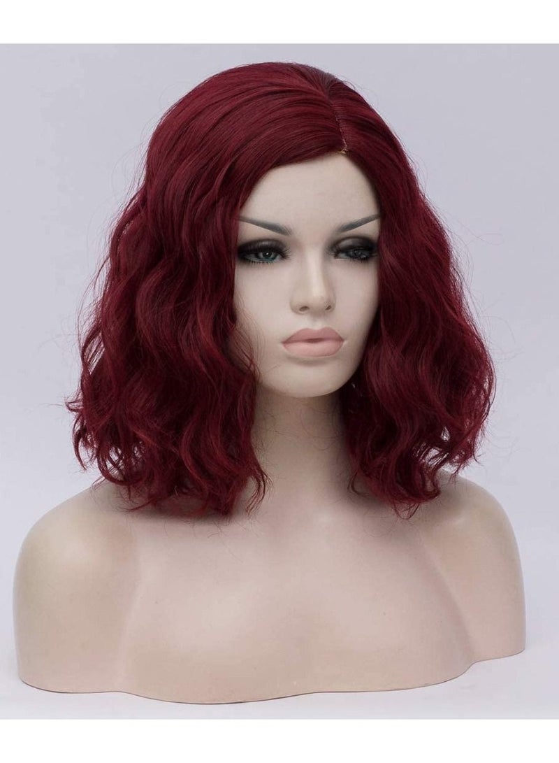 Estelle Short Bob Wavy Curly  Wig For Women Heat Resistant Bob Party Wig Include Wig Cap Wine Red - Image 2