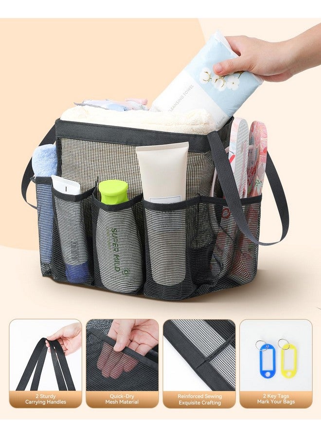 Temede Temede Mesh Shower Caddy Tote, Large Shower Caddy Basket Portable, Quick Dry Hanging Toiletry Bag, 8 Storage Pocket Handle Bath Organizer for College Dorm, Gym, Camp, Travel - Image 4