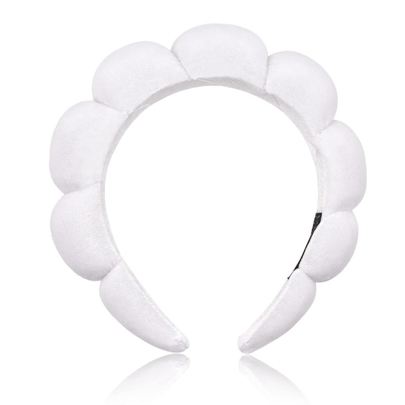 Ayesha Spa Headband for Washing Face Sponge Makeup Headbands Skincare Headband Soft Hair band to Facial Clean Headbands for Women Face wash Skin care Make up Shower (White)