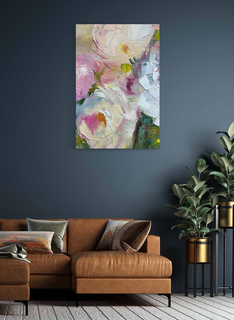 لوحة كانفاس على إطار خشبي، تصميم أزهار ملونة، للمنزل، غرفة المعيشة، المكتب، الديكور - Image 2