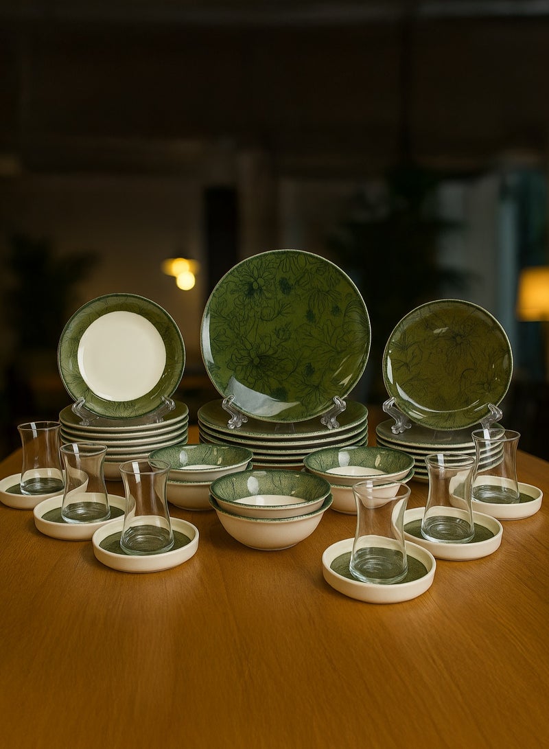 أوزو طقم صحون فاخر  بورسلان تركي  مكون من 36 قطعه مناسب ل 6 اشخاص - Image 1