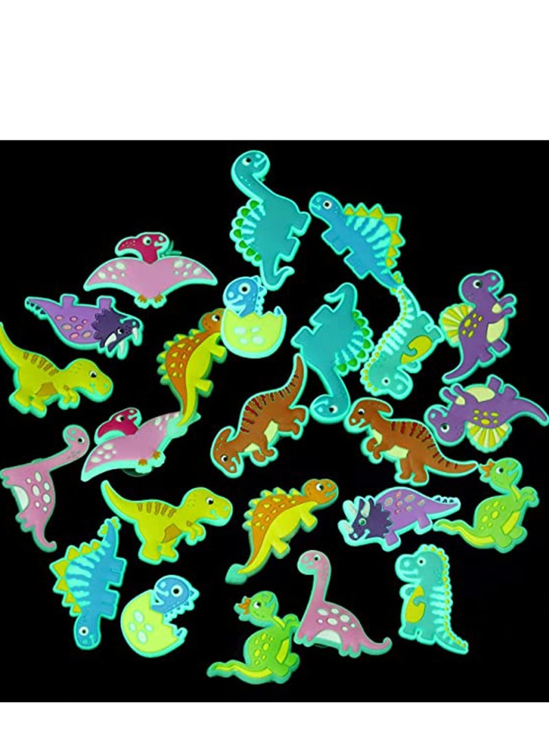 Shoe Decoration Charms, 24 Pieces Glowing Dinosaurs Shape Shoes with 1PC Wristband Glow in The Dark Cartoon for Clog Bracelet Party Favors, 12 Styles - Image 4