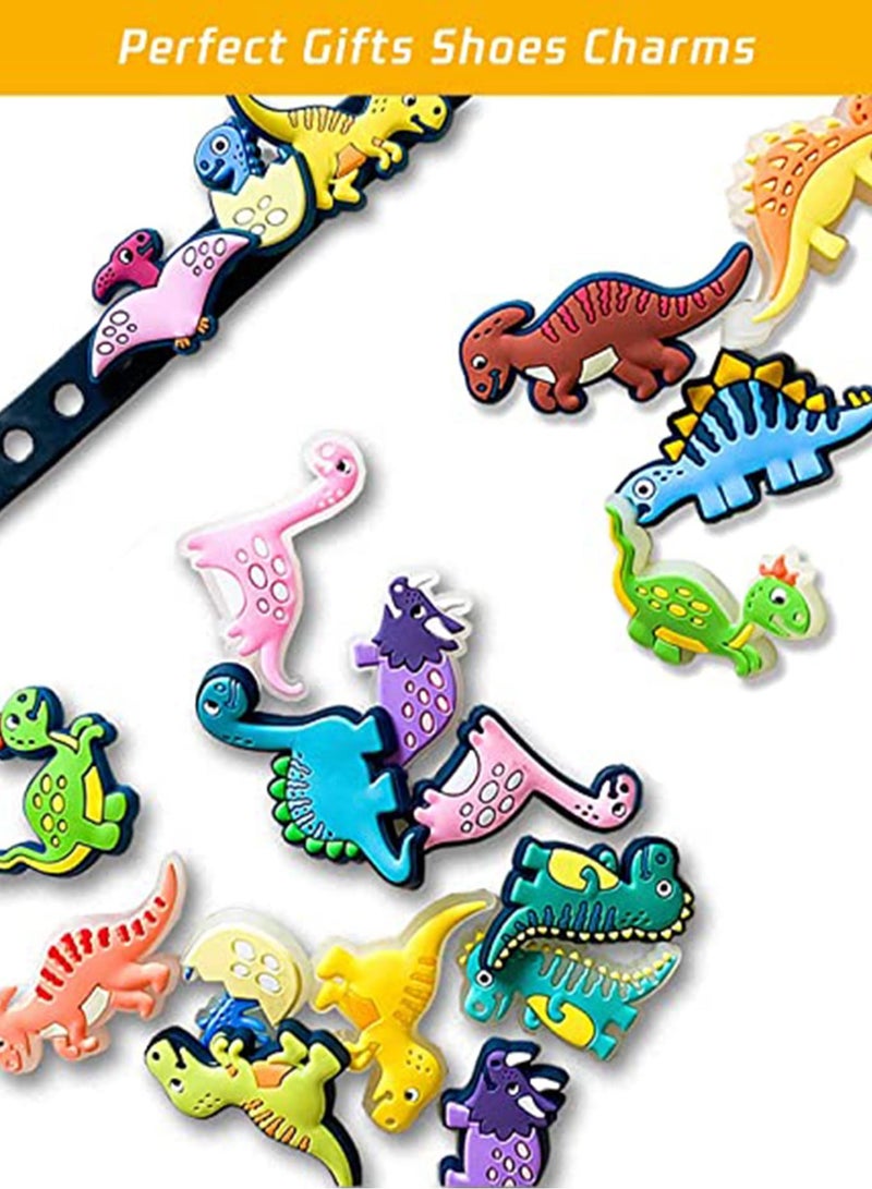 Shoe Decoration Charms, 24 Pieces Glowing Dinosaurs Shape Shoes with 1PC Wristband Glow in The Dark Cartoon for Clog Bracelet Party Favors, 12 Styles - Image 3