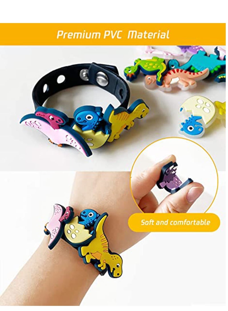 Shoe Decoration Charms, 24 Pieces Glowing Dinosaurs Shape Shoes with 1PC Wristband Glow in The Dark Cartoon for Clog Bracelet Party Favors, 12 Styles - Image 5
