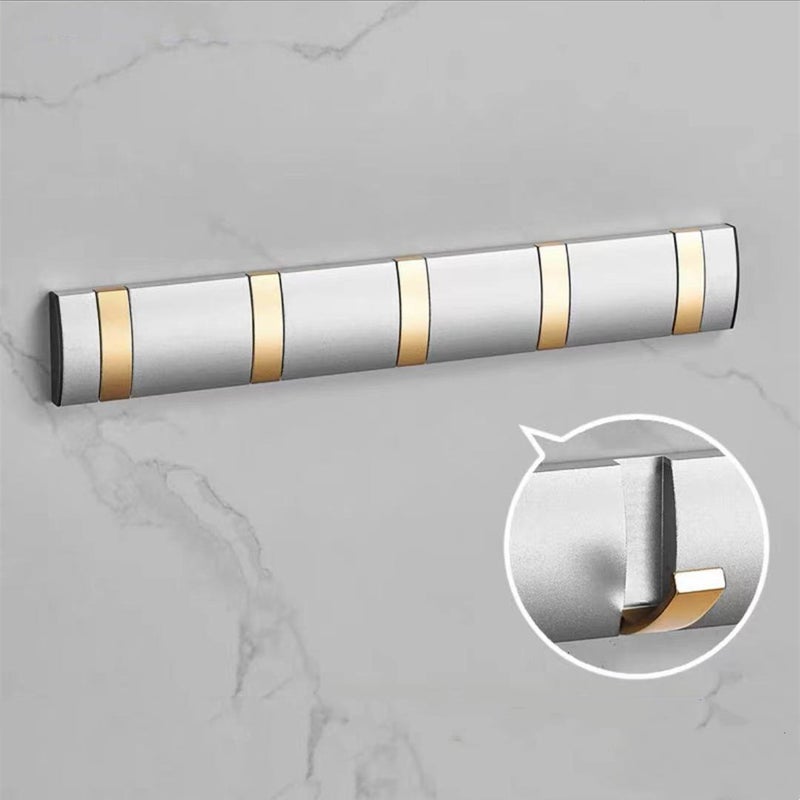 Innovative Foldable Wall Hooks for HomeSilver gold 5 hook punching non-punching dual-use Silver gold 5 hook punching non-punching dual-use 