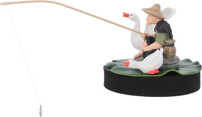 Floating Aquarium Ornament, Asian Zen Statue Precision Fisher Tank Decor Mini Elderly Fishing Figurine for Aquatic Environments Home Aquascaping - Image 1