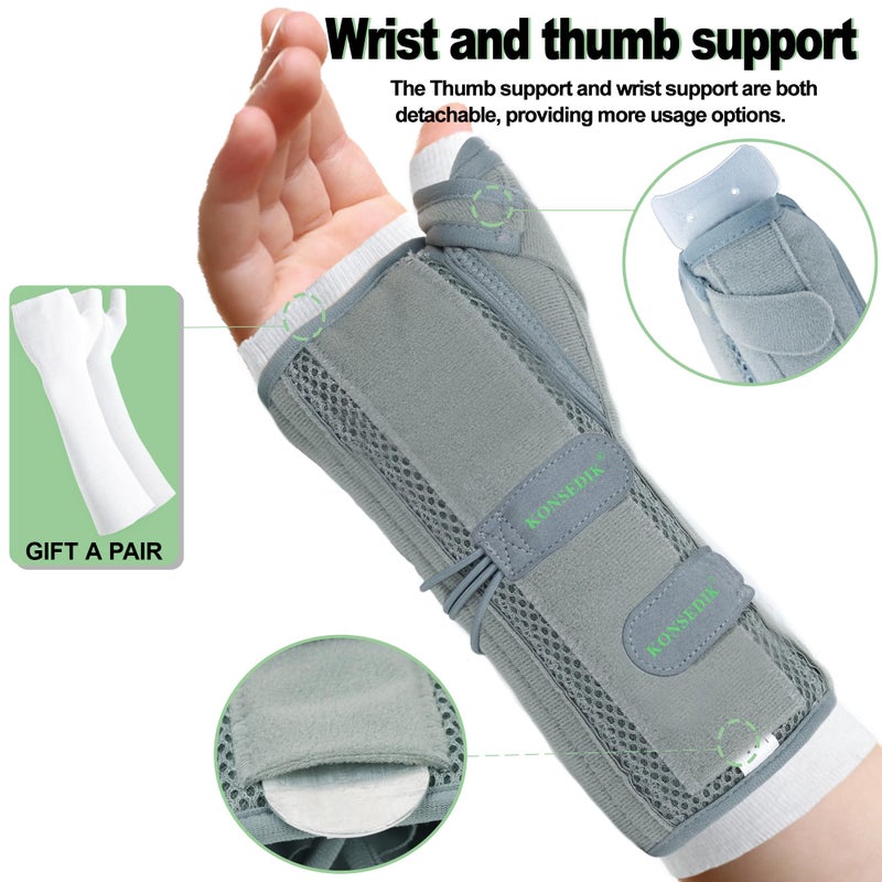 KONSEDIK Wrist Brace With Thumb Support for Dequervains Tendonitis,Thumb Brace for Carpal Tunnel, Wrist ganglion cyst, Arthritis Pain Relief,Thumb Spica Splint for night rest(Left Hands,Medium) - Image 3