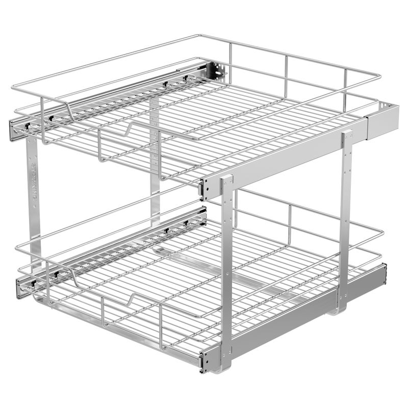 STORKING 2 Tier Pull Out Cabinet Organizer 20" W X 22" D, Slide Out Drawers For Kitchen Cabinets, Pull Out Drawers For Cabinets Capacity Heavy Duty Caddy, Cabinet Pullout Shelves Chrome-Plated,Bathroom Pantry - Image 1