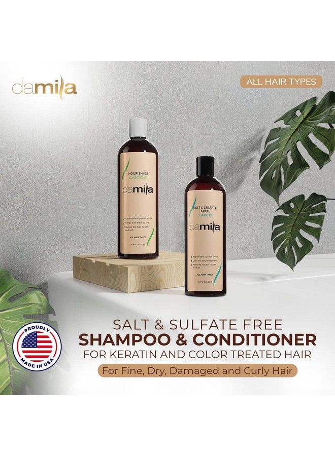 Damila Salt & Sulfate Free Shampoo & Conditioner For Keratin And Color Treated Hair Professional Keratin Value Pack For Damaged Frizzy Curly Dry & Thin Hair Shampoo Sin Sal 16.9 Fl Oz - Image 3