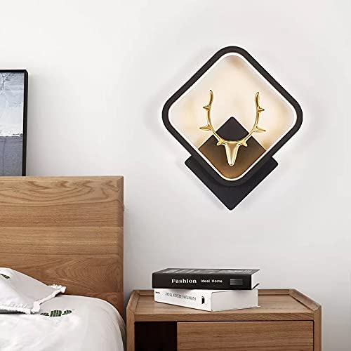 Errol Deer Wall lamp | Wall Lights | Fancy Lights for Wall, Bedroom, Home Decoration, Color-Warm White+Natural White+Cold White (Black(Square)-Deer Head) - Image 2