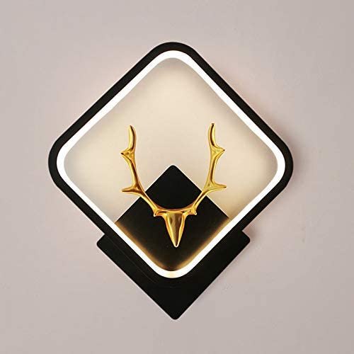Errol Deer Wall lamp | Wall Lights | Fancy Lights for Wall, Bedroom, Home Decoration, Color-Warm White+Natural White+Cold White (Black(Square)-Deer Head) - Image 1