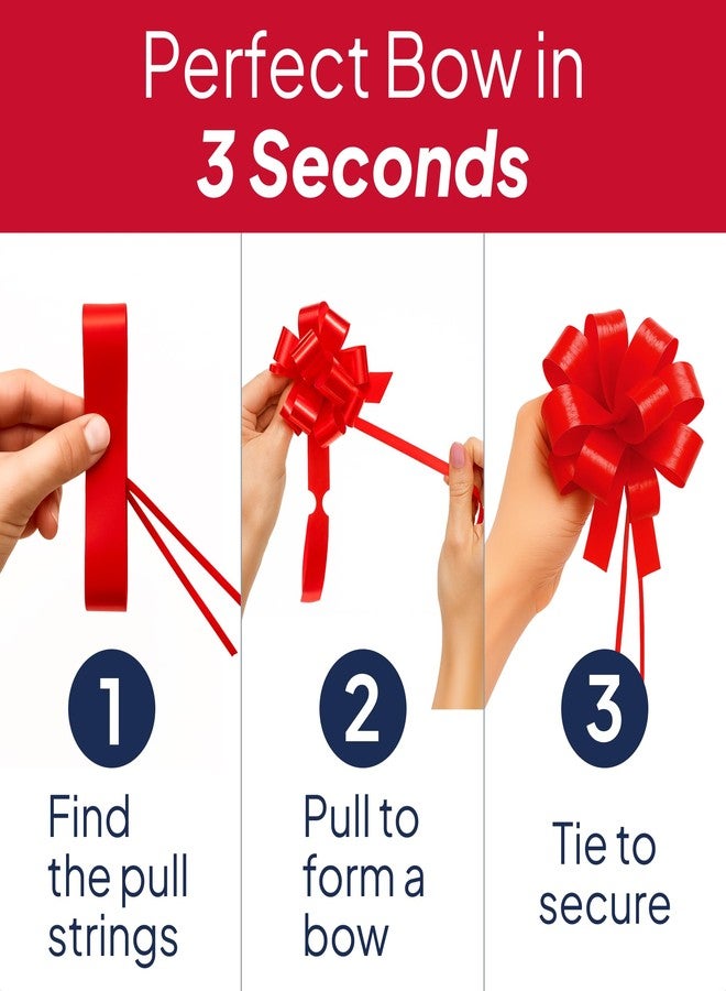 XMASolutions Eye-Catching Xmas Pull Bows for Easy Gift Wrapping with Ribbon - 5" Wide Wrap Bows for Christmas Tree Decoration, Holiday Décor, Present Wrapping, Baskets, Birthday, Easter - 6 Green and 6 Red Bows - Image 3