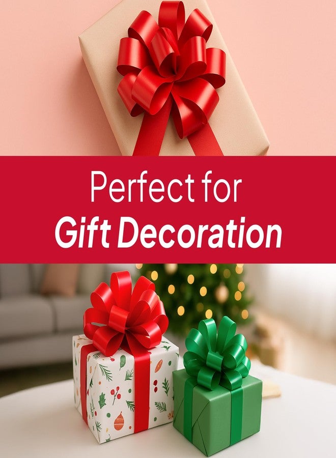 XMASolutions Eye-Catching Xmas Pull Bows for Easy Gift Wrapping with Ribbon - 5" Wide Wrap Bows for Christmas Tree Decoration, Holiday Décor, Present Wrapping, Baskets, Birthday, Easter - 6 Green and 6 Red Bows - Image 5