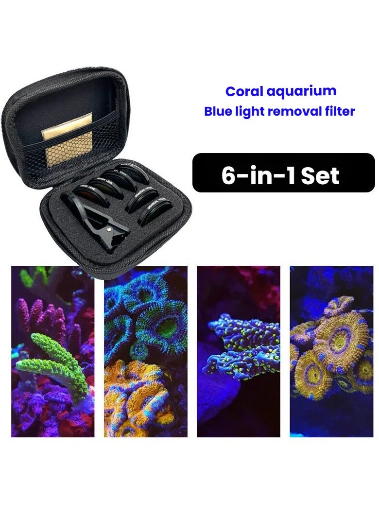 general 6-in-1 Coral Filter Set to Remove Blue Light for Marine Aquariums Reef Tank Landscaping Enhances Color for Mobile Photography - Image 2