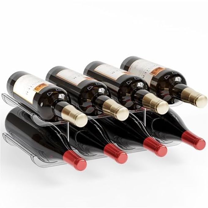 Yieach 2 Tier Stackable Wine Racks Countertop,Sturdy and Durable Wine Rack Free Standing Floor for Inside Cabinet,Clear Water Bottle Organizer and Wine Storage Racks Holder for Pantry,Table,Kitchen