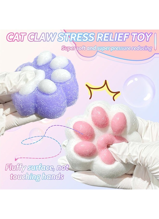 Beyond Squishy Cat Paw Squeeze Toys, 4 Pcs Novelty Furry Paws Fidget Toy, Sensory Toys for Adults Kids (Colorful)  - Image 3