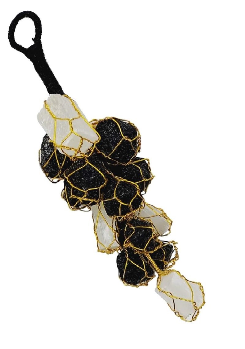 ARTISKRITI Black Tourmaline Stone and Selenite Crystals Door Hanging Nazar Battu for Home Entrance - Image 1