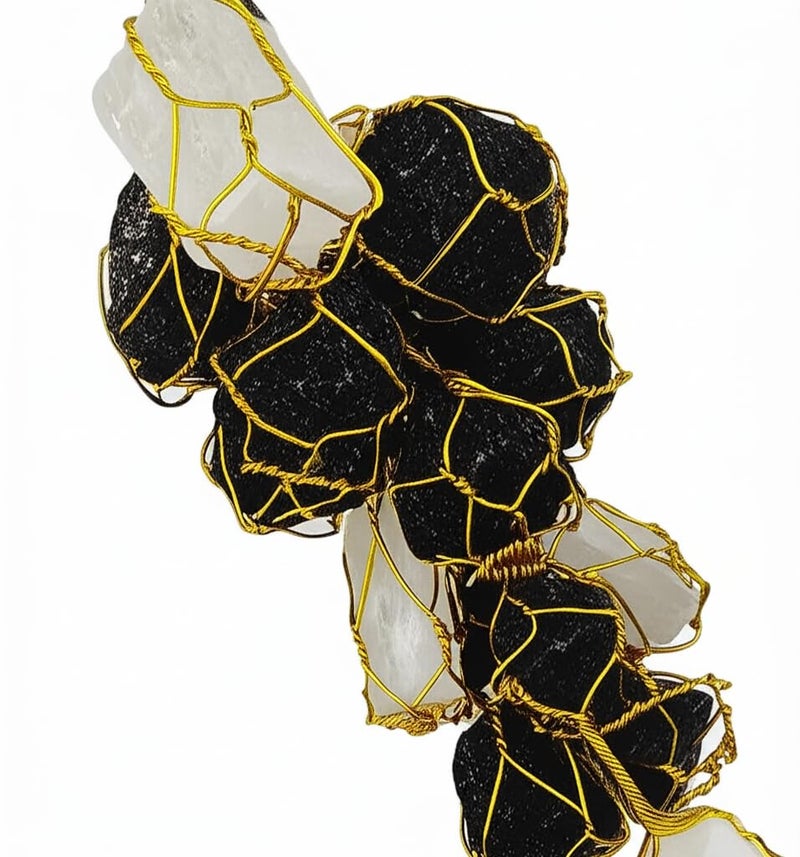 ARTISKRITI Black Tourmaline Stone and Selenite Crystals Door Hanging Nazar Battu for Home Entrance - Image 2