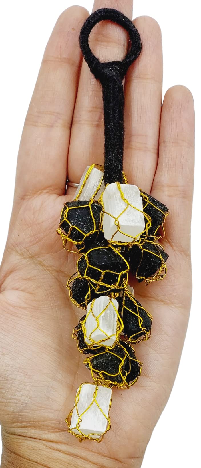 ARTISKRITI Black Tourmaline Stone and Selenite Crystals Door Hanging Nazar Battu for Home Entrance - Image 4