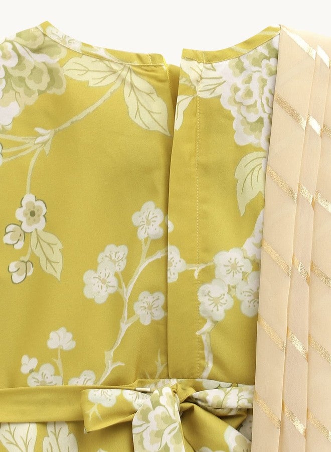 Ahalyaa Girls Lemon Yellow Crepe Digital Print Kids Kurta with Dupatta Set (10K-888-KDKUCRDP-5-6Y) - Image 4